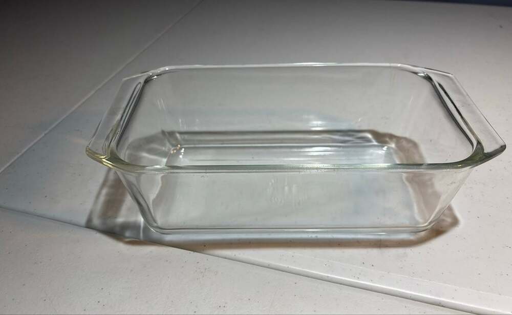 Vintage PYREX Clear Glass Rectangular Baking Dish with Handles